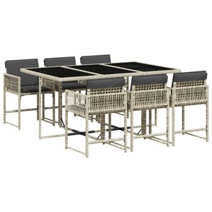 vidaXL Ensemble &agrave; manger de jardin et coussins 7 pcs gris clair rotin