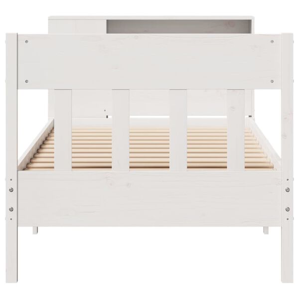 vidaXL Lit biblioth&egrave;que sans matelas blanc 90x190cm bois de pin massif