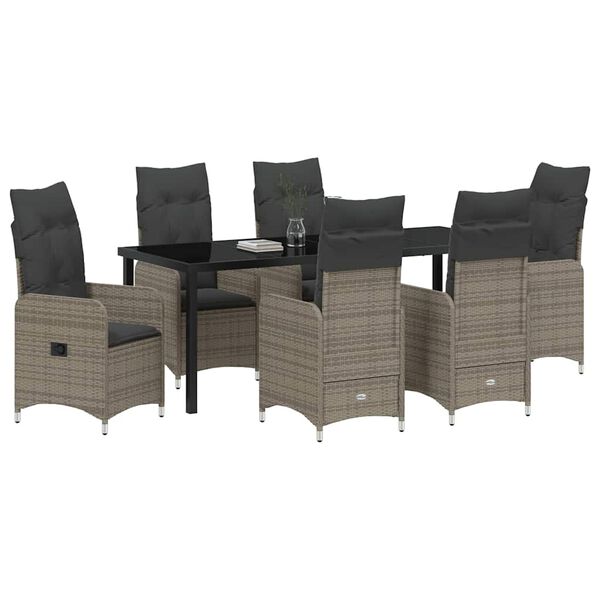 vidaXL Ensemble de salle &agrave; manger pour jardin 7 pcs Gris polyrotin
