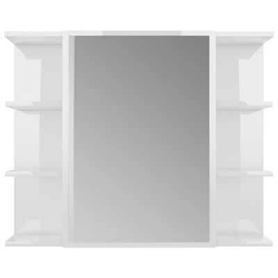 vidaXL Armoire à miroir de bain Blanc brillant 80x20,5x64 cm Aggloméré