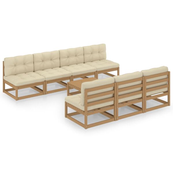 vidaXL Salon de jardin 8 pcs avec coussins Bois de pin massif