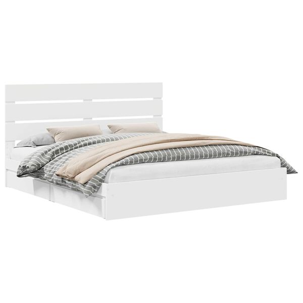 vidaXL Lit de Rangement Blanc 180 x 200 cm Bois d'ing&eacute;nierie