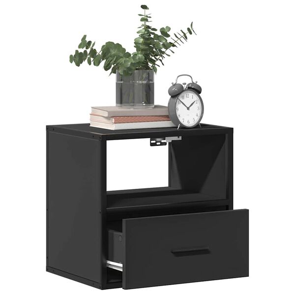 vidaXL Table de chevet murale noir 40x31x39,5 cm