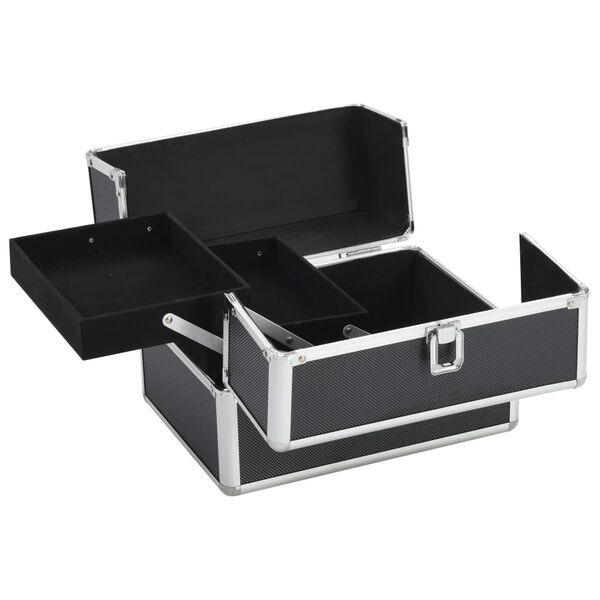 vidaXL Mallette &agrave; maquillage 22x30x21 cm Noir Aluminium