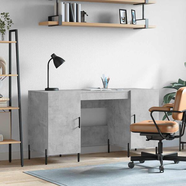 vidaXL Bureau gris b&eacute;ton 140x50x75 cm bois d'ing&eacute;nierie