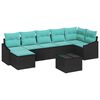 vidaXL Ensemble de Canap&eacute;s avec coussin 8 pcs Noir polyrotin