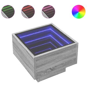 vidaXL Table d'appoint et LED sonoma gris 40x40x30cm bois d'ing&eacute;nierie