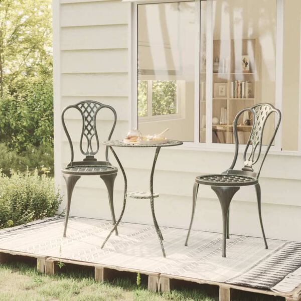 vidaXL Ensemble de bistro 3 pcs Aluminium coul&eacute; Vert