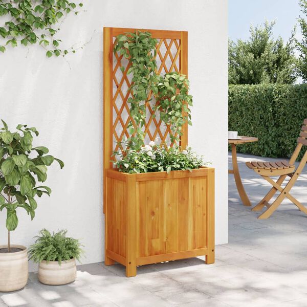 vidaXL Jardini&egrave;re avec treillis 55x29,5x132 cm bois massif d'acacia