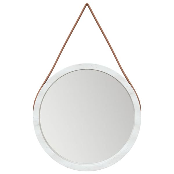 vidaXL Miroir mural avec sangle Blanc &Oslash; 35 cm