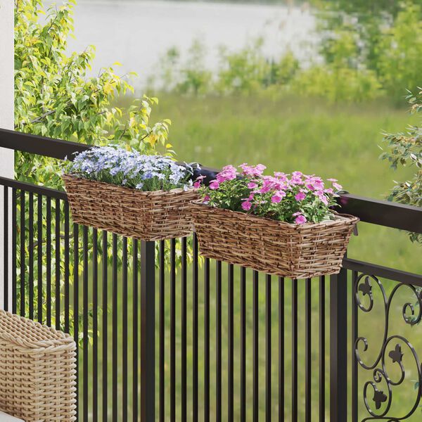 vidaXL Panier &agrave; jardini&egrave;re suspendu 2 pcs Marron 48 x 22 x 15 cm