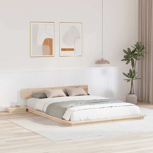 vidaXL Cadre de lit avec t&ecirc;te de lit Marron 160 x 200 cm bois
