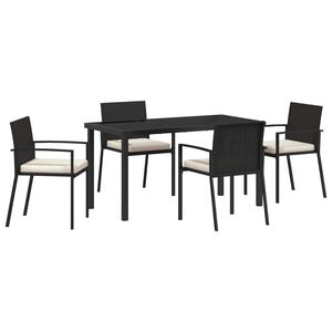 vidaXL Ensemble de salle &agrave; manger pour jardin 5 pc Noir