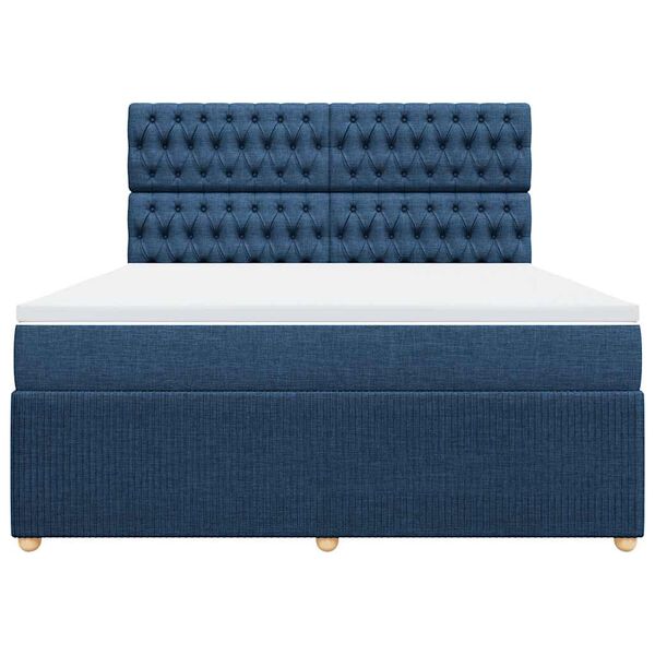 vidaXL Sommier &agrave; lattes de lit avec matelas Bleu 180x200 cm Tissu