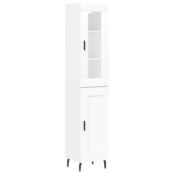 vidaXL Buffet haut Blanc 34,5x34x180 cm Bois d'ing&eacute;nierie