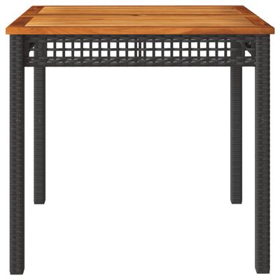 vidaXL Table de jardin noir 80x80x75 cm résine tressée et bois acacia
