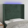 vidaXL T&ecirc;te de lit &agrave; LED Vert fonc&eacute; 103x16x118/128 cm Velours