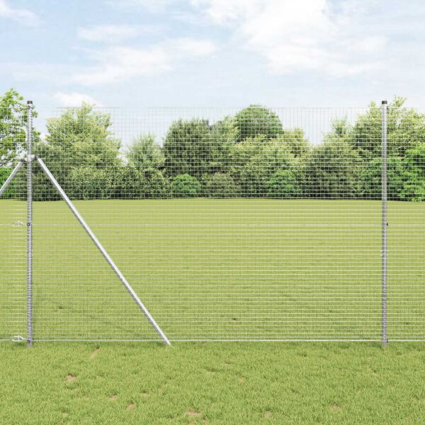 vidaXL Poteau de cl&ocirc;ture. Argent&eacute; 50 x 1,5 m (treillis de 25 x 25 mm)