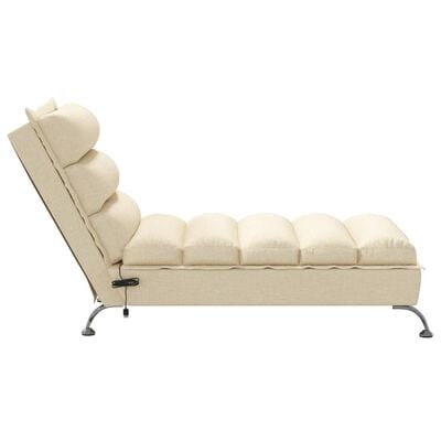 vidaXL Chaise longue de massage avec coussins crème tissu