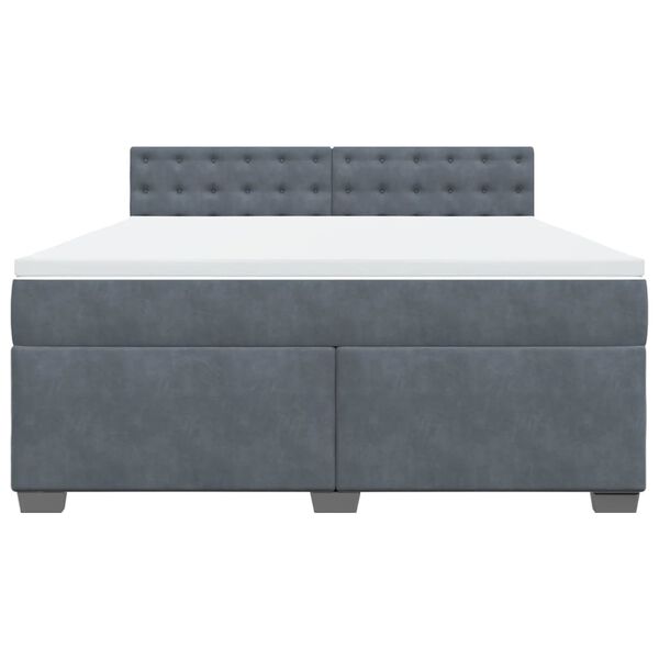 vidaXL Sommier &agrave; lattes de lit et matelas Gris fonc&eacute; 180x200cm Velours