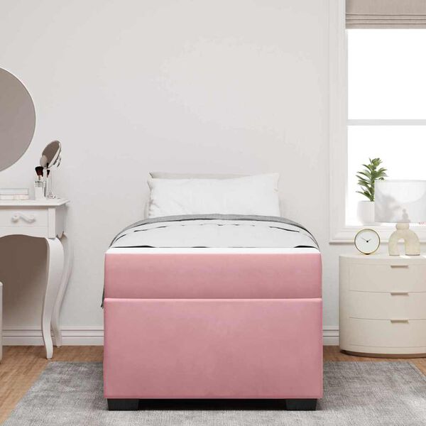 vidaXL Cadre de lit avec matelas Rose 100 x 200 cm tissu