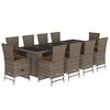 vidaXL Ensemble &agrave; manger de jardin 11pcs avec coussins gris poly rotin