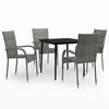 vidaXL Ensemble &agrave; manger de jardin 5 pcs Gris et noir