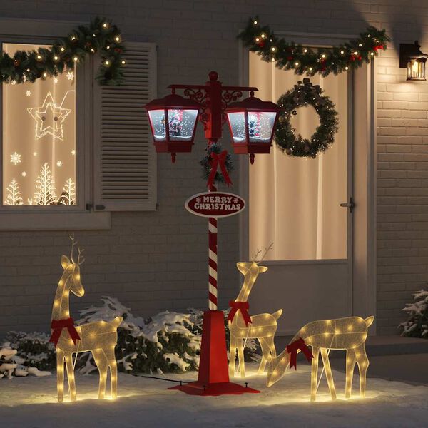 vidaXL Lampe de rue de No&euml;l avec 2 lanternes Rouge 40,5 x 80 x 188 cm