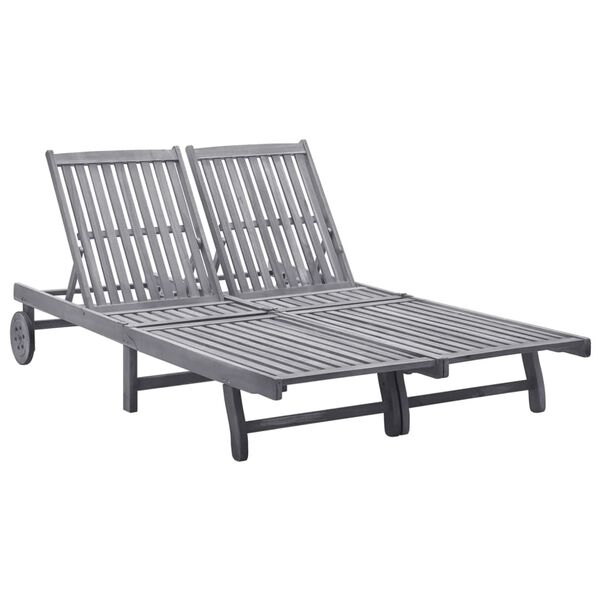 vidaXL Chaise longue 2 places bois d'acacia massif