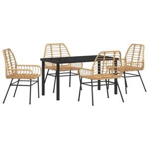 vidaXL Ensemble de salle &agrave; manger pour jardin 5 pc Marron polyrotin