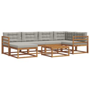 vidaXL Ensemble de canap&eacute;s d'ext&eacute;rieur 7 pcs Gris Naturel et Clair