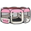 vidaXL Parc pliable pour chien avec sac de transport Rose 145x145x61cm