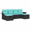 vidaXL Ensemble de canap&eacute; de jardin avec coussin 6 pcs Noir Poly rotin