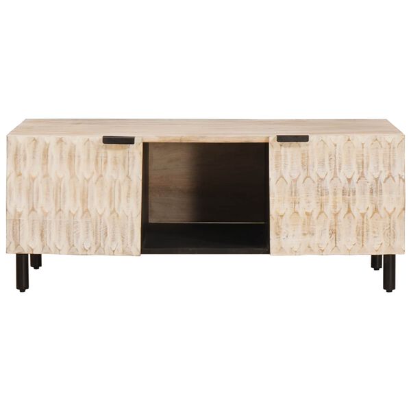 vidaXL Table basse Blanc 100 x 54 x 40 cm Bois de mangue massif