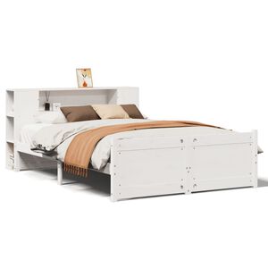 vidaXL Lit biblioth&egrave;que sans matelas blanc 150x200 cm bois pin massif