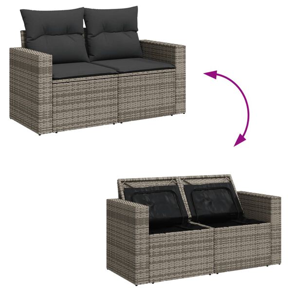 vidaXL Salon de jardin 6 pcs avec coussins gris résine tressée