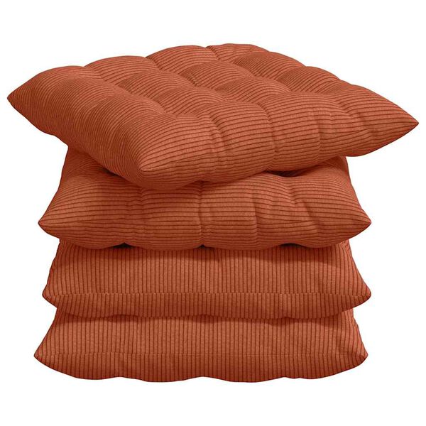 vidaXL Coussins de si&egrave;ge 4 pcs Rouge orange 40 x 40 x 6 cm