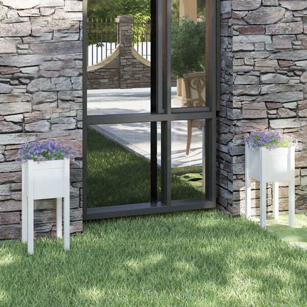 vidaXL Jardini&egrave;res d'ext&eacute;rieur 2 pcs Blanc 31x31x70 cm Bois de pin