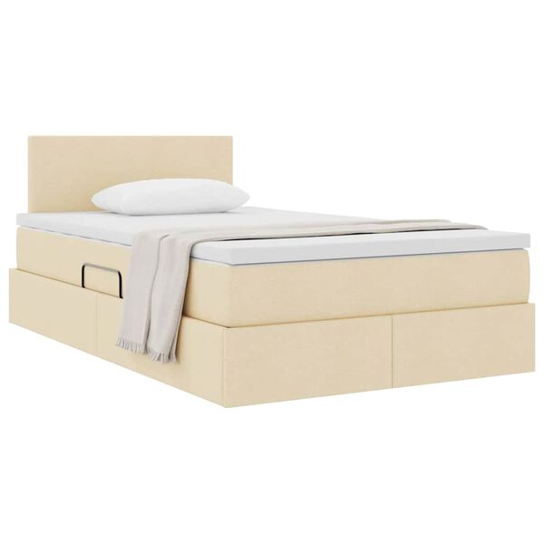 vidaXL Lit avec rangement et matelas avec matelas Cr&egrave;me 120 x 200 cm