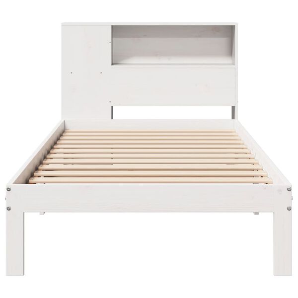 vidaXL Lit biblioth&egrave;que sans matelas blanc 90x190cm bois de pin massif