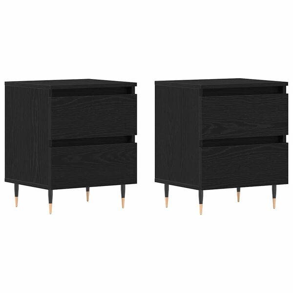 vidaXL Cabinet de chevet avec tiroir 2 pcs Ch&ecirc;ne noir 40 x 35 x 50 cm