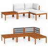 vidaXL Salon de jardin 4 pi&egrave;ces avec coussins, bois d'acacia cr&egrave;me et corde