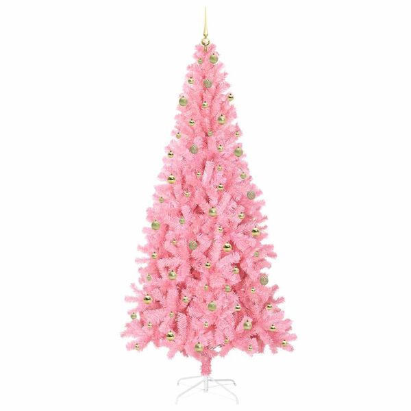 vidaXL Sapin de No&euml;l avec 300 LED avec support Rose 240 cm PVC
