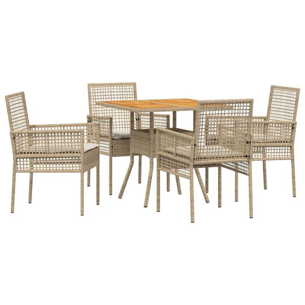 vidaXL Ensemble de salle &agrave; manger pour jardin 5 pcs Beige polyrotin