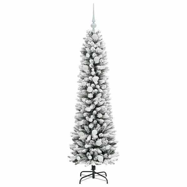 vidaXL Sapin de No&euml;l artificiel Blanc 150 cm PVC, m&eacute;tal et plastique