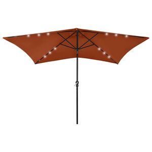 vidaXL Parasol de jardin avec LED et m&acirc;t en acier terre cuite 2x3 m