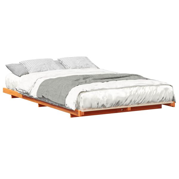 vidaXL Cadre de lit sur&eacute;lev&eacute; Marron cire 135 x 190 cm