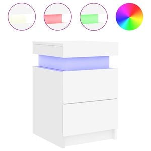 vidaXL Table de chevet avec lumi&egrave;res LED blanc 35x39x55 cm