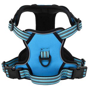 vidaXL Harnais pour chien avec bandes r&eacute;fl&eacute;chissantes r&eacute;glables bleu L