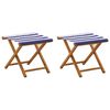 vidaXL Chaise Longue 2 pcs Bois d'eucalyptus massif Bleu et Blanc